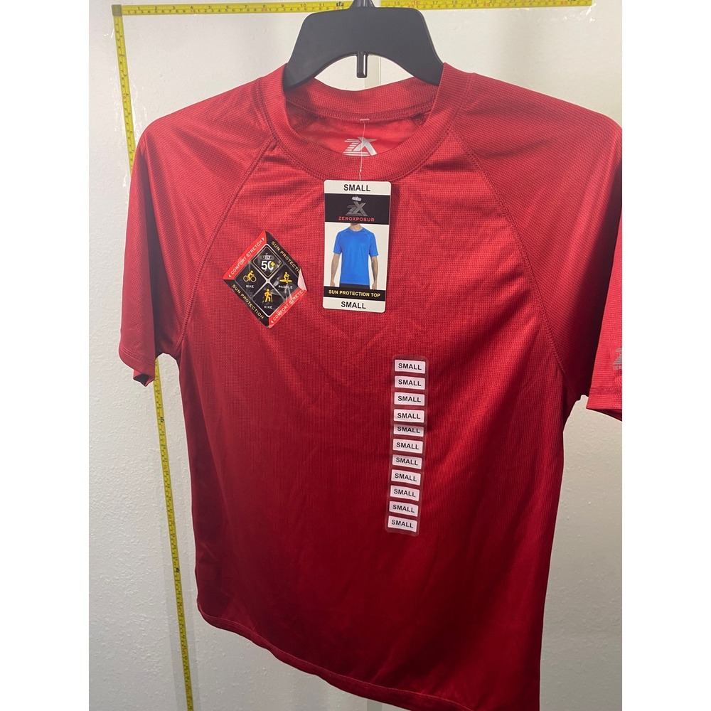 ZeroXposur‎ Mens Sun Protection Top Red UPF 50+ Short Sleeve Performance Shirt L